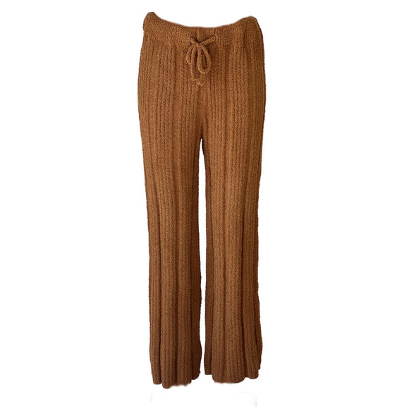 Solid Ribbed Knit Blanket Pants in Caramel - Picture 1 of 5
